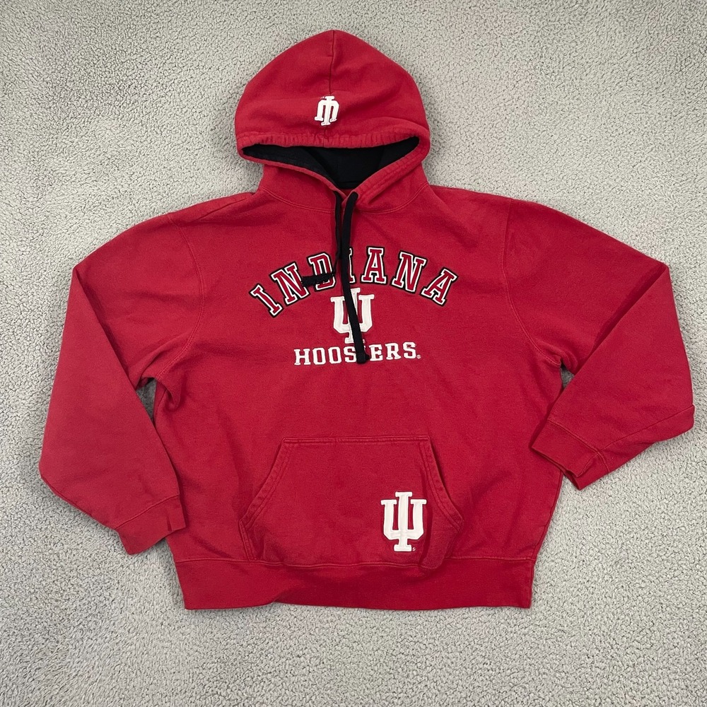 Indiana Hoosiers Hoodie 2XL Red J.America Embroidered Collegiate Pullover